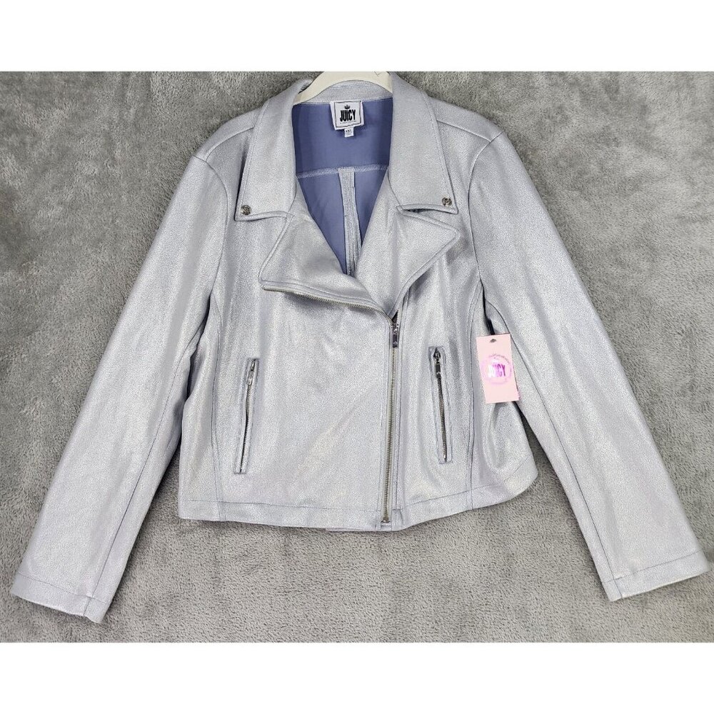 Juicy by Juicy Couture Jacket Womens XXL Silver Full‎ Zip Long Sleeve Y2K Retro